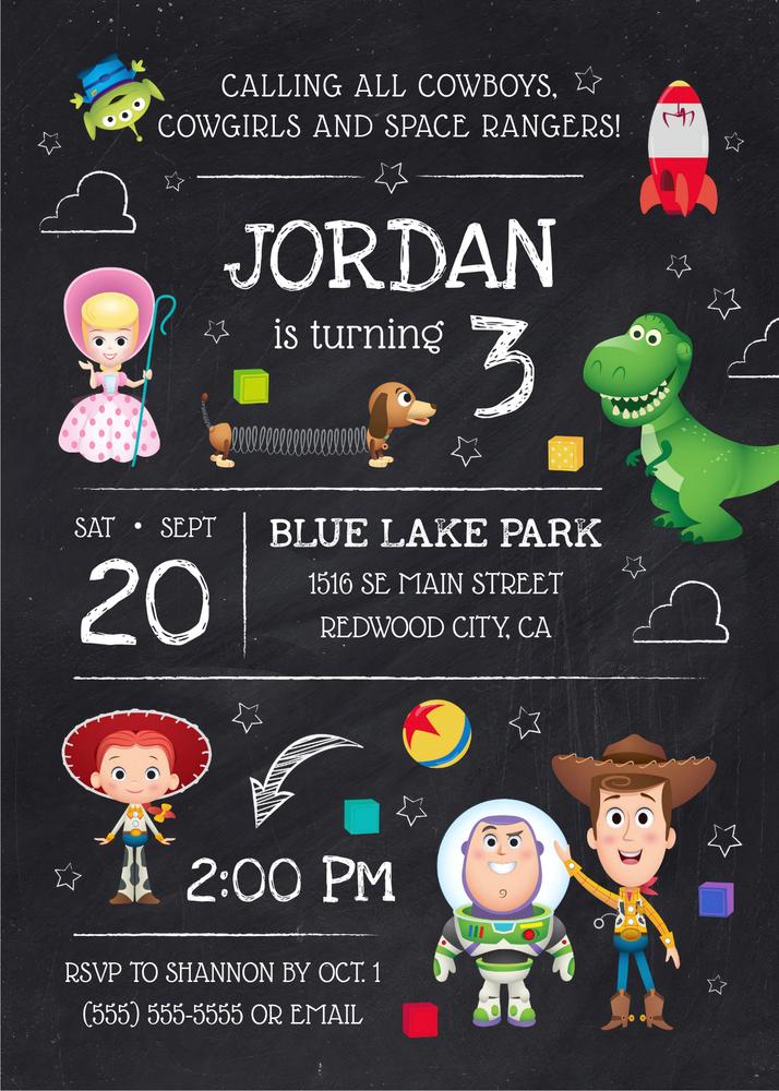 Toy Story Birthday Invitation Canva Template | Editable Chalkboard Party Invite