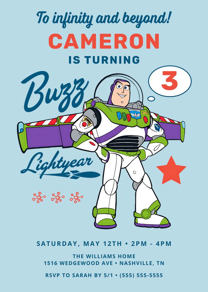 Buzz Lightyear Birthday Invitation | Editable Canva Template To Infinity & Beyond