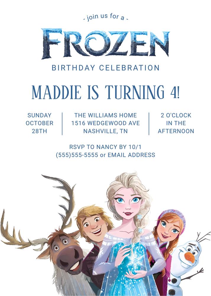 Frozen Birthday Invitation Template | Simple Modern Editable Canva Invite