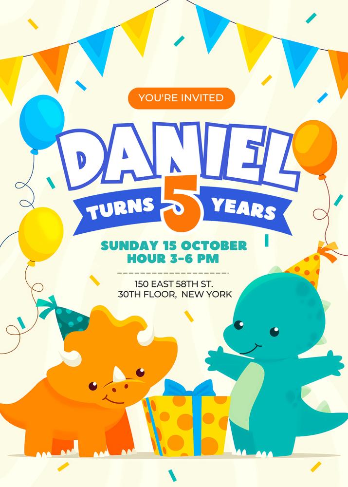 Editable Dinosaur Birthday Invitation | Dino Boy Party Template for Canva