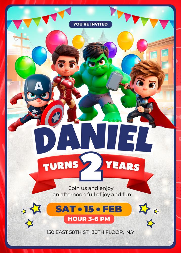 Avengers Superhero Birthday Invitation Template | Editable Canva Invite