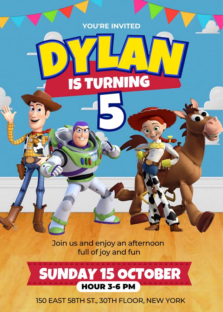 Editable Toy Story Birthday Invitation Template - Canva Instant Download