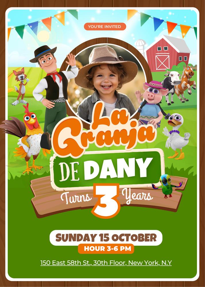 Zenon Farm Birthday Invitation | Editable La Granja de Zenon Invite Canva