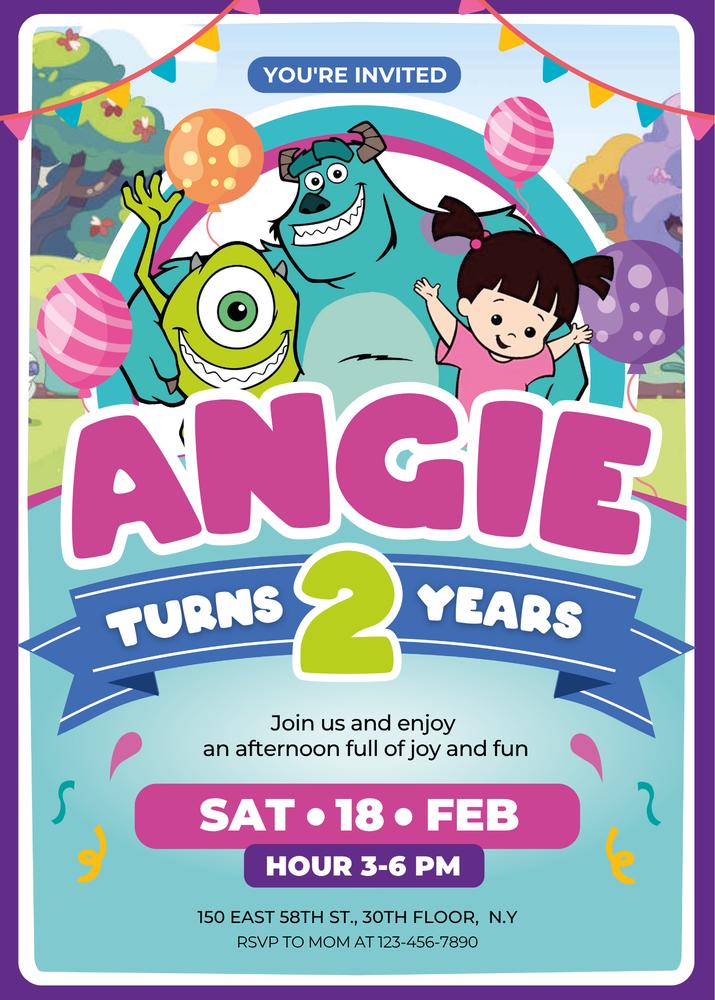 Monsters University Birthday Invitation | Editable Canva Template | Monsters Inc