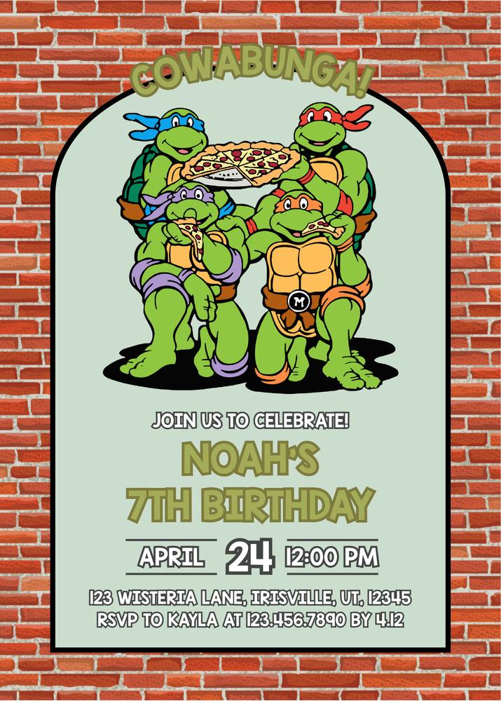Ninja Turtles Birthday Invitation | Editable Canva Template TMNT Any Age