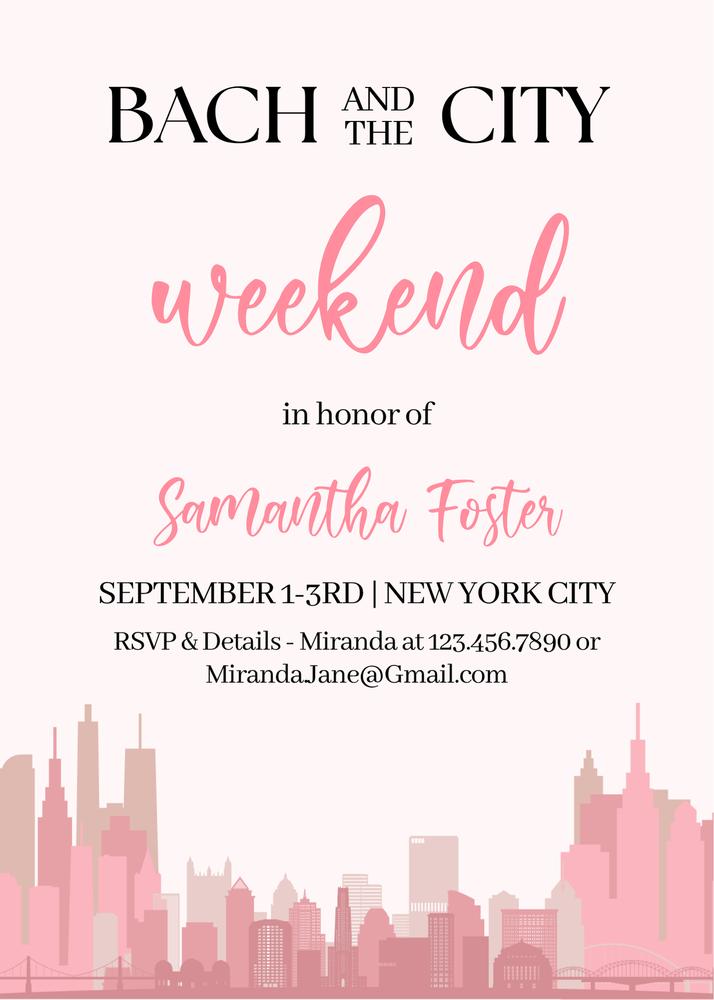 Bach and the City NYC Bachelorette Invitation | Editable Canva Template