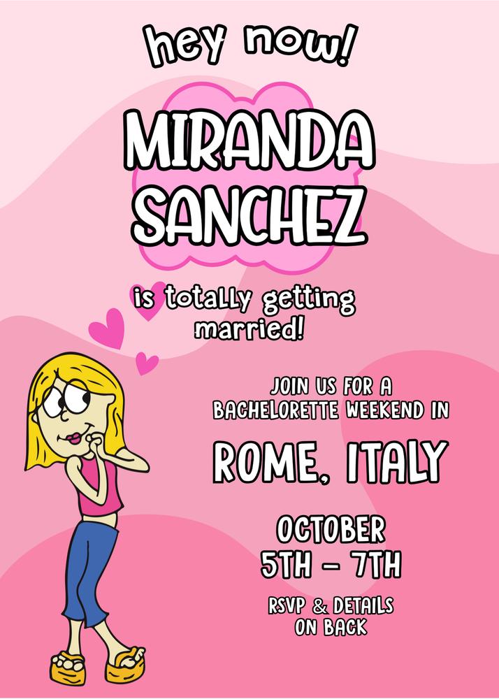 Lizzie McGuire Bachelorette Invitation | Retro Y2K Editable Canva Template