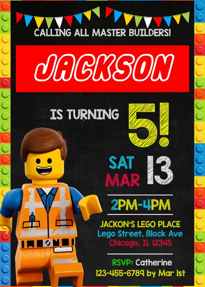 Editable Lego Birthday Invitation Template | DIY Kids Building Blocks Party