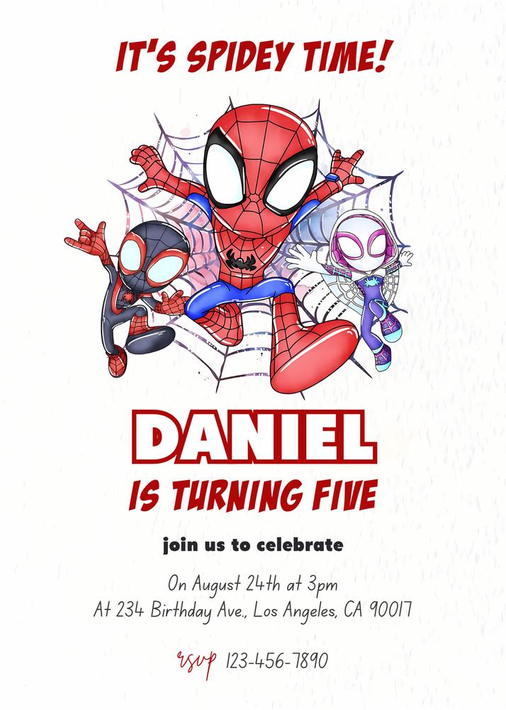 Spidey and His Amazing Friends Birthday Invitation | Editable Canva Template