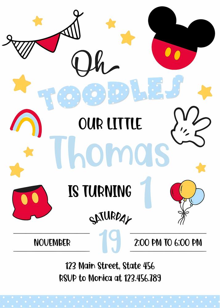 Editable Mickey Mouse 2nd Birthday Invitation | Oh Toodles Invite Template
