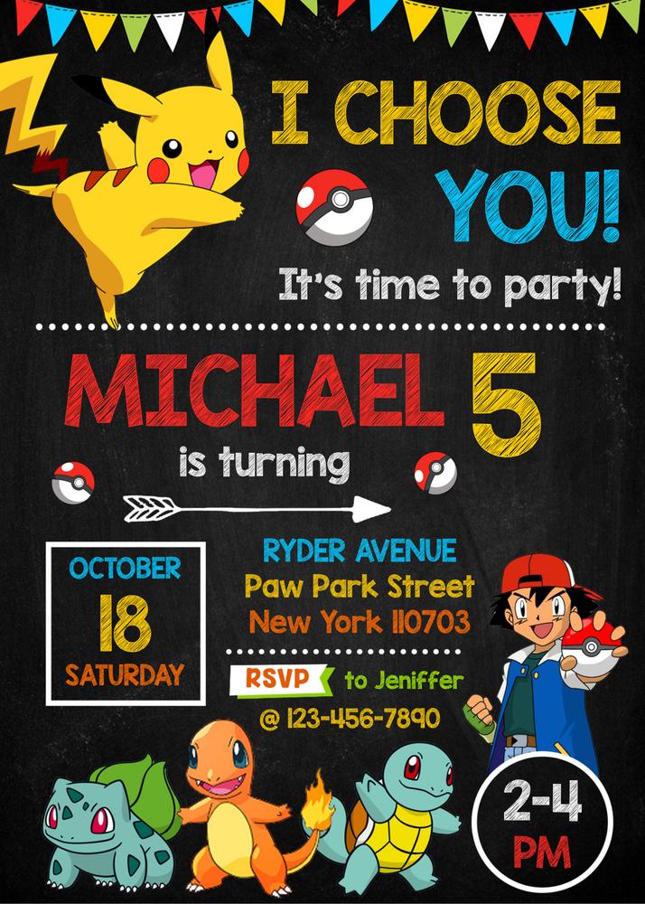 Pokemon Birthday Invitation | Editable Canva Template | Pikachu Party Invite