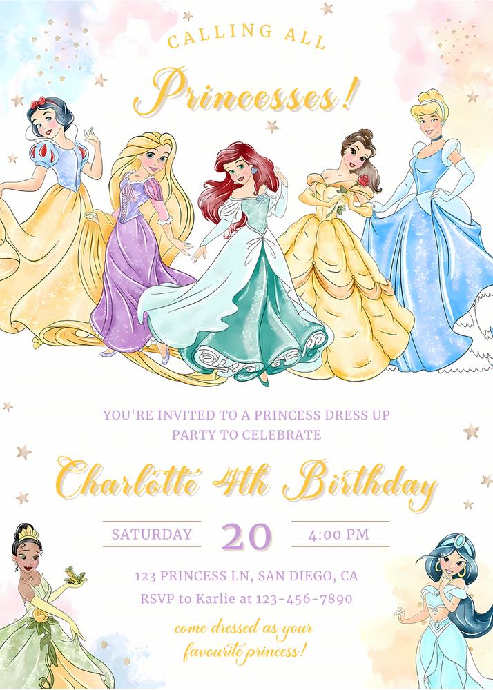 Princess Birthday Invitation | Editable Canva Template | Magical Party Decor