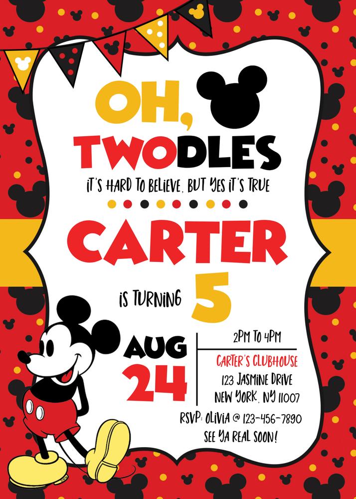 Mickey Mouse Birthday Invitation | Editable Canva Template | Digital Mouse Evite