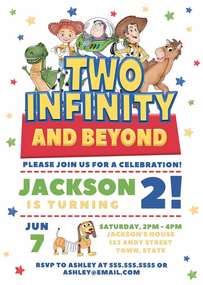 Two Infinity and Beyond Birthday Invitation | Editable Canva Template