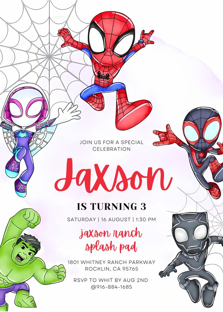 Spidey and His Amazing Friends Birthday Invitation | Editable Canva Template