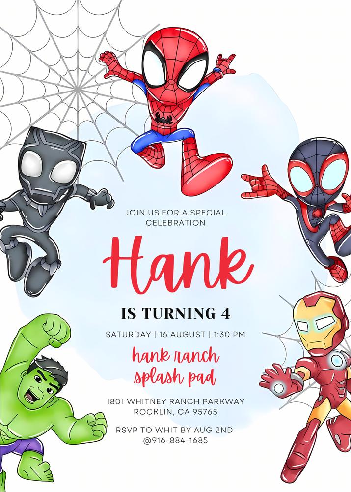Spidey and His Amazing Friends Birthday Invitation | Editable Canva Template