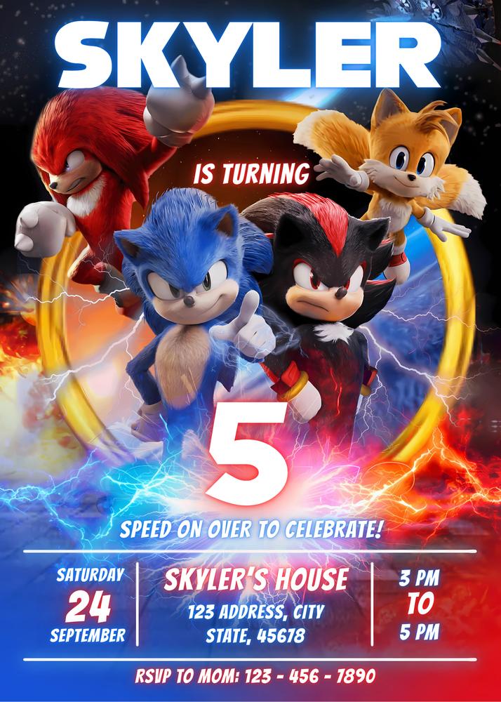 Sonic 3 Birthday Invitation | Editable Super Hedgehog Boys Party Invite Canva