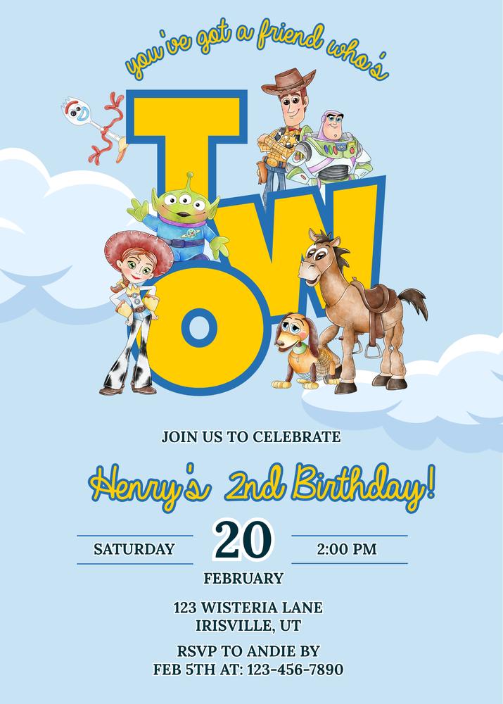 Toy Story 2nd Birthday Invitation | Two Story Canva Template | Editable
