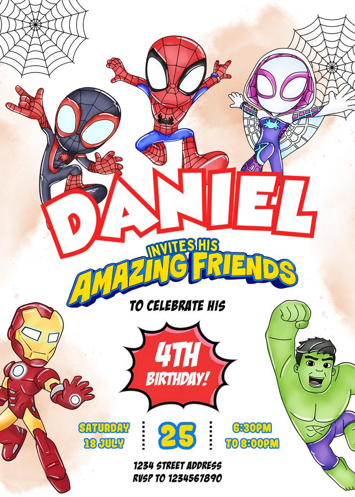 Spidey and Friends Birthday Invitation | Editable Canva Template