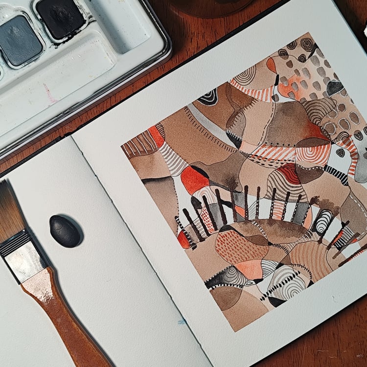 Abstract Sketchbook Page Online Tutorial by Julie Sydenham