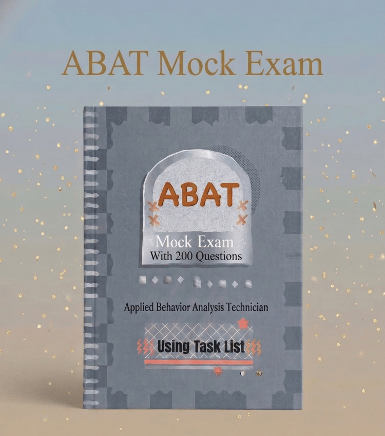 ABAT mock exam showing 200 Applied Behavior Analysis Technician practice questions with timed simulator