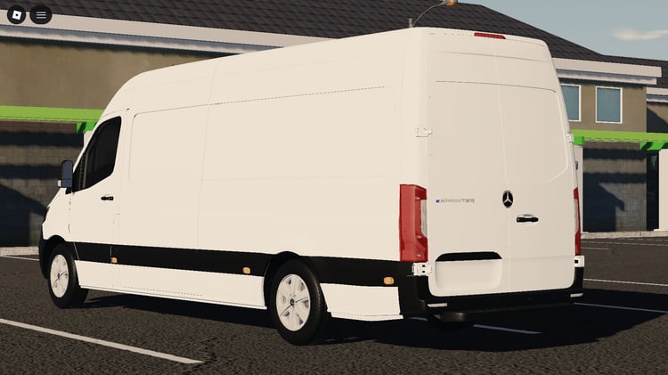 Delivery vehicle parked outside warehouse in roleplay environment