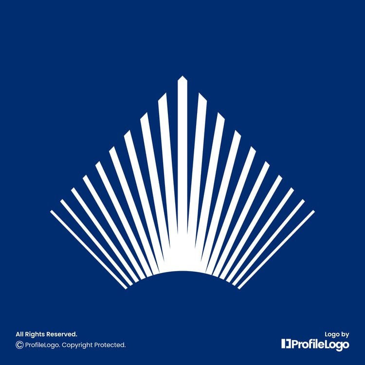 Abstract line sun rise logo by ProfileLogo with blue background