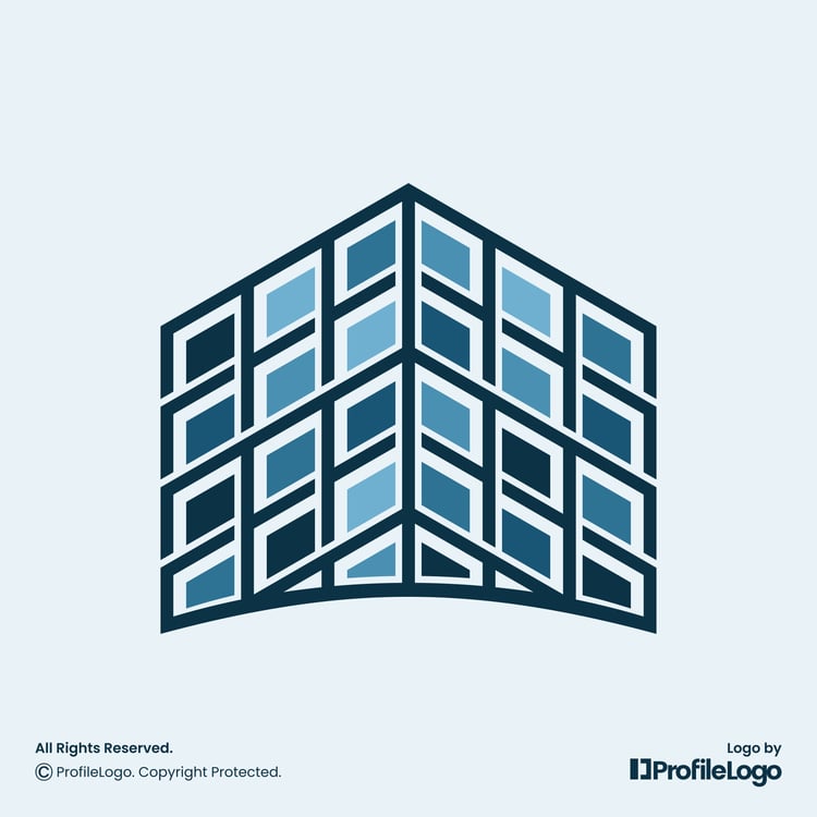 Colorful structure glass building logo by ProfileLogo with light blue background