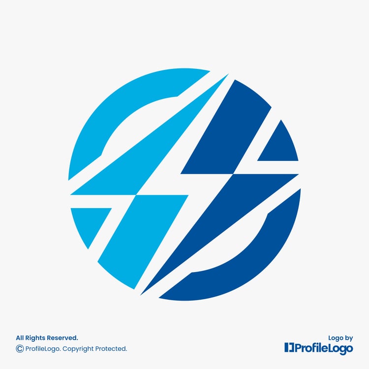 Modern circle electric power flash logo by ProfileLogo with light grey background