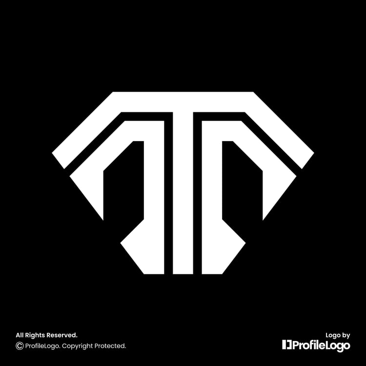 Modern line diamond letter T logo by ProfileLogo with black background