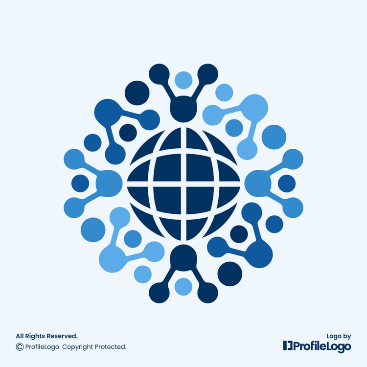 Globe data science technology logo by ProfileLogo with light blue background