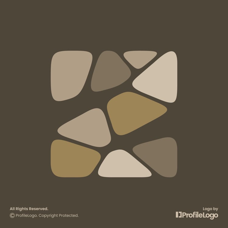 Construction pile of stone letter Z logo by ProfileLogo with dark brown background