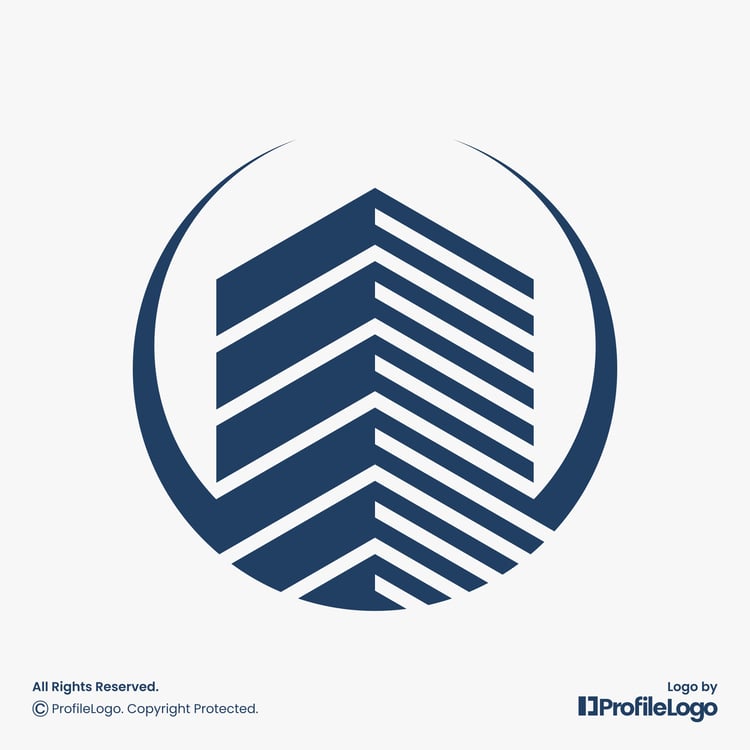 Modern structure line building logo by ProfileLogo with light grey background