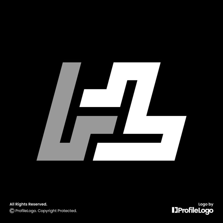 Minimalist abstract letter HL logo by ProfileLogo with black background