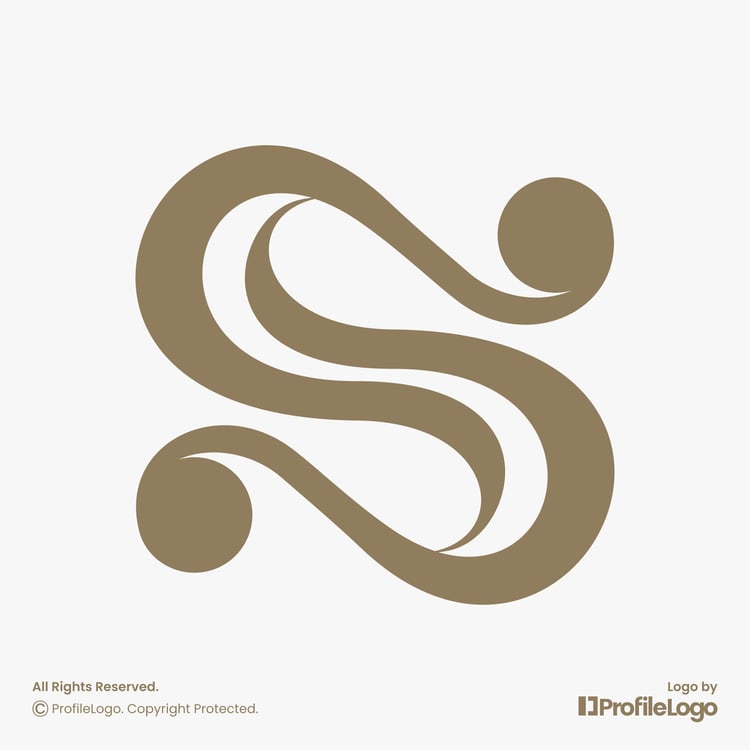 Luxury abstract swoosh letter S logo by ProfileLogo with light grey background