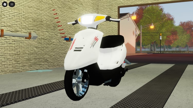 Detailed pasola style scooter placed near sidewalk roadway