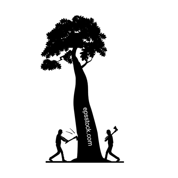 Lumberjacks chopping a tree