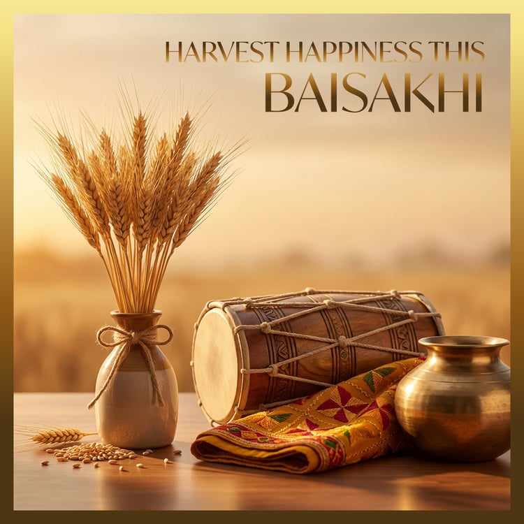 Free Download Baisakhi Festival Social Media Template – Harvest Theme Wheat, Dhol & Punjabi Celebration - AI File