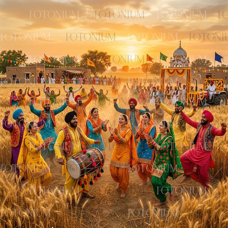 Baisakhi Festival Celebration in Punjab – Punjabi Folk Dance, Dhol & Wheat Harvest Scene