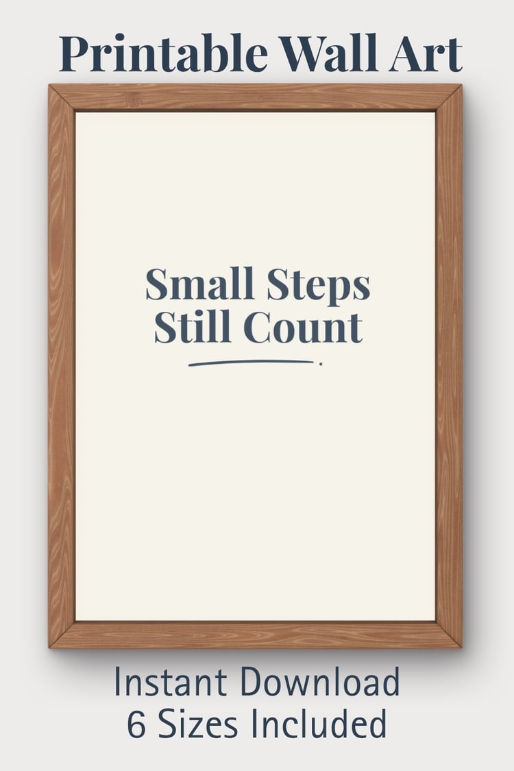 Printable wall art Small Steps Still Count navy minimalist poster digital download