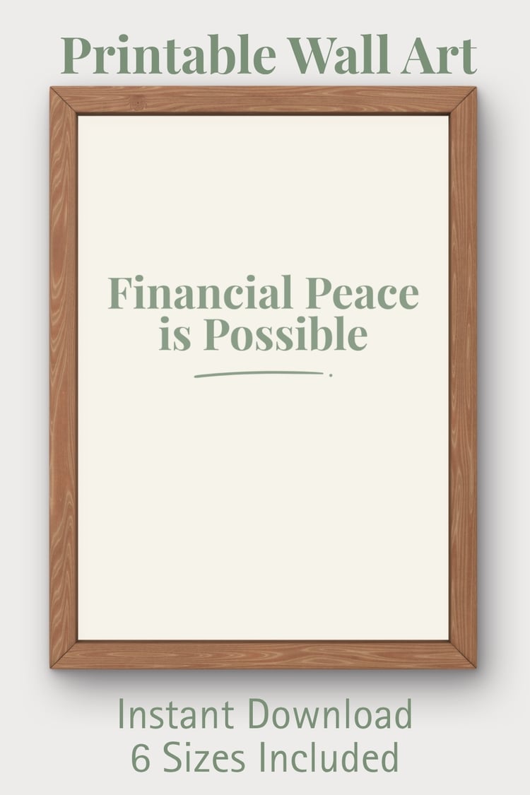 Printable wall art Financial Peace Is Possible sage green minimalist poster digital download