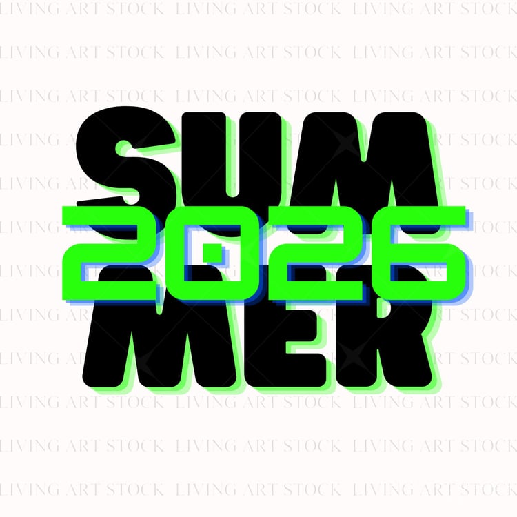 Bubble design in black and neon green featuring the phrase "Summer 2026" with transparent background