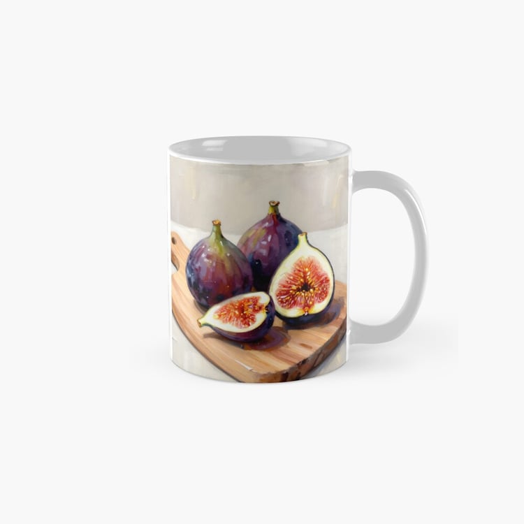 Figs painted in gouache on a mug