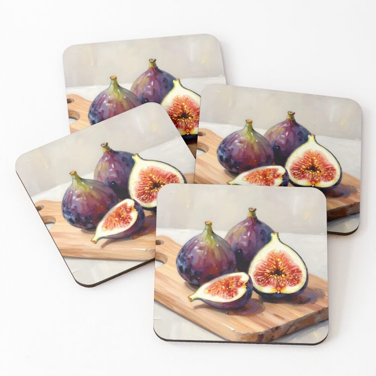 Figs painted in gouache on place mats