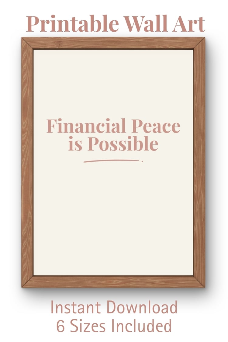 Printable wall art Financial Peace is Possible terracotta minimalist poster digital download