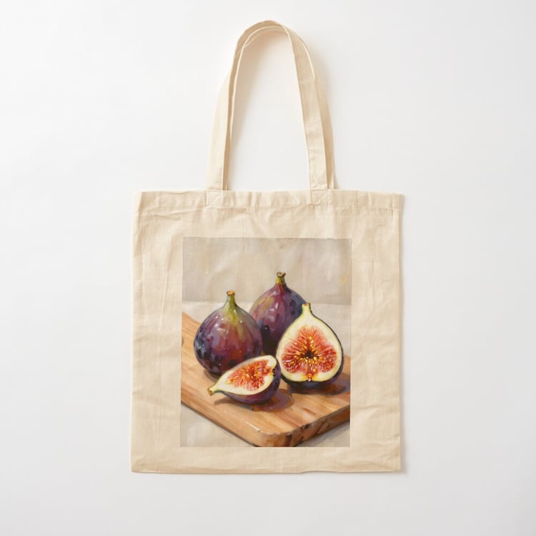 Figs painted in gouache printed on to a bag