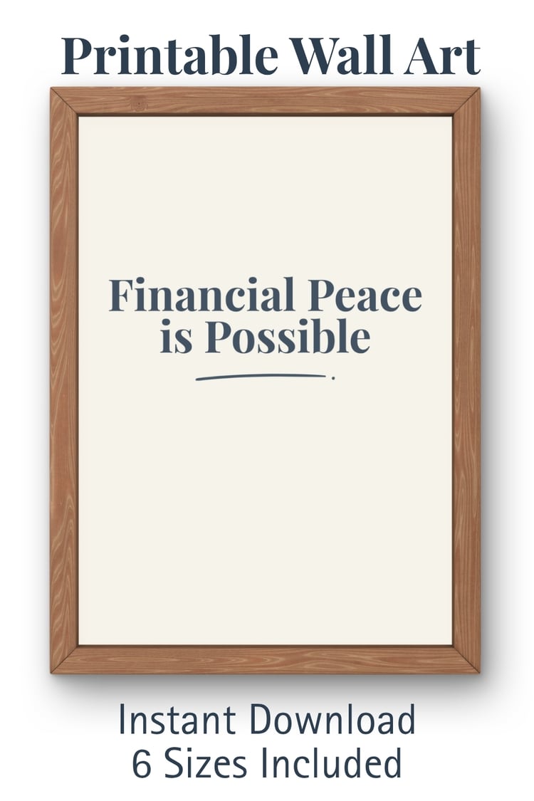 Printable wall art Financial Peace is Possible navy minimalist poster digital download
