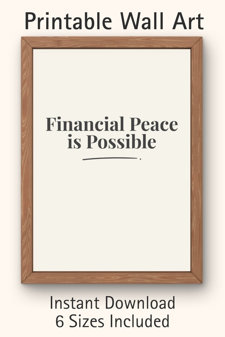 Printable wall art Financial Peace is Possible charcoal minimalist poster digital download