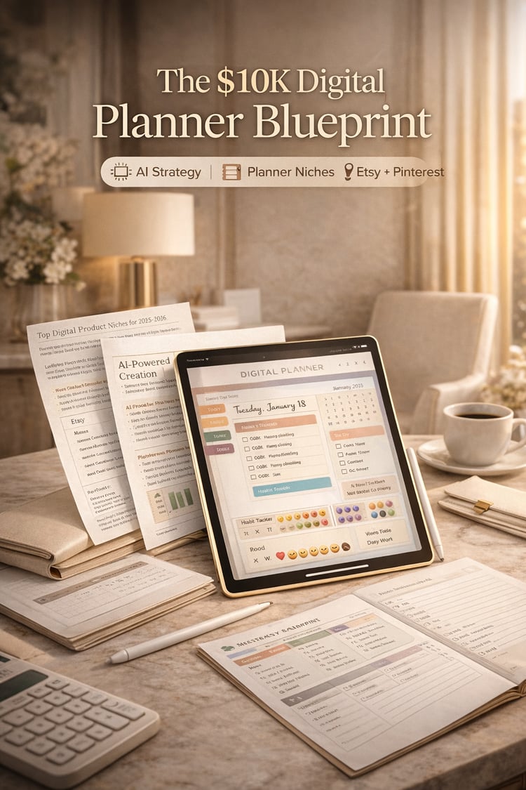 digital planner business guide, how to sell digital planners, etsy digital planner guide, planner business pdf, ai digital product guide, pinterest strategy for etsy, digital planner niche ideas, passive income planner pdf, digital product blueprint, plan