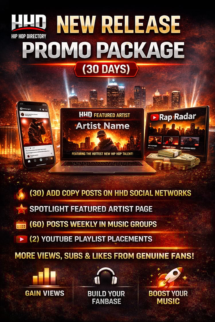 New Release Promo Package (30 Days) – Hip Hop Directory (HHD)